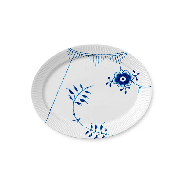 Royal Copenhagen – Blå Mega Riflet ovalt fad 34 cm