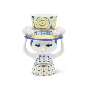 Bjørn Wiinblad – Blå lady with hat vase (20,5 cm)