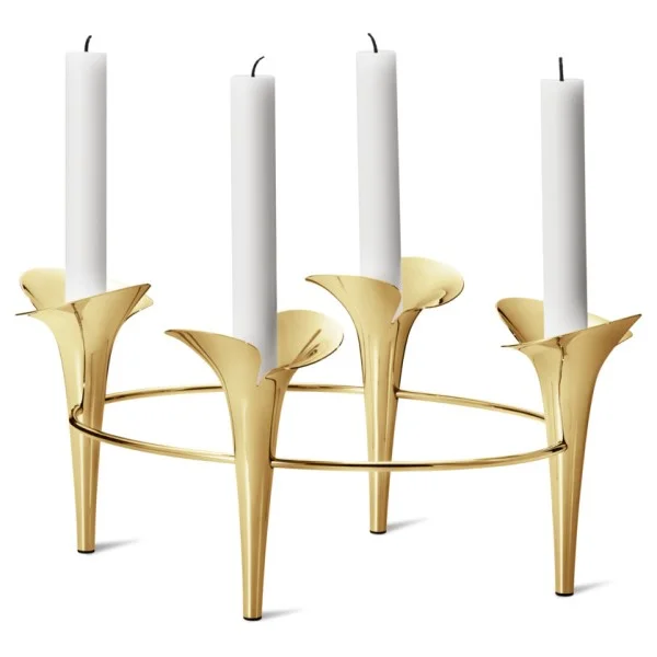 Georg Jensen – Forgyldt Bloom four taper lysestage - Billede 3