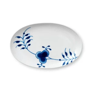 Blå Mega Riflet oval fad 23 cm.