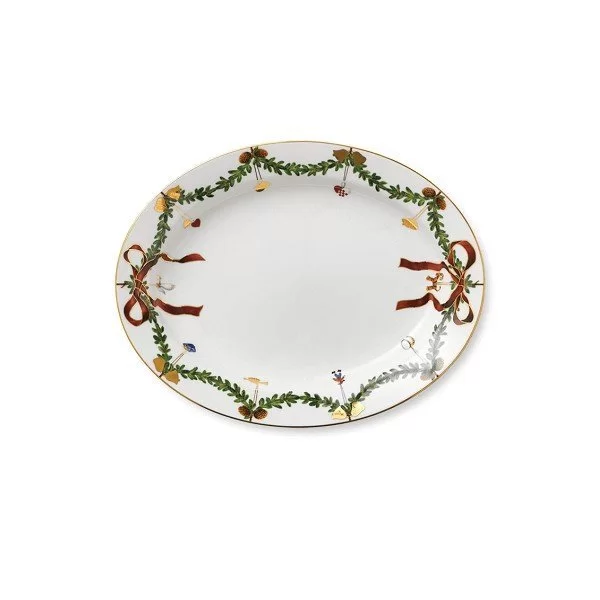 Stjerne Riflet Jul Oval fad 37 cm