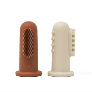 Mushie Finger Tandbørste - Clay,Shifting Sand
